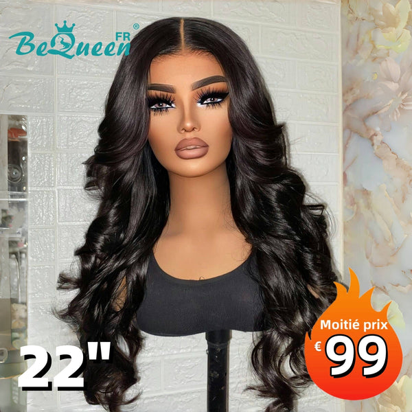 BeQueen “Dania" Perruque Longue Body Wave avec Lace Frontale 22 Pouces Moitié prix