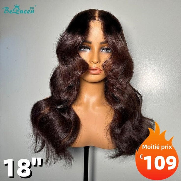 BeQueen “Dania" Perruque Longue Body Wave Noir et marron avec Lace Frontale 18 Pouces Moitié prix