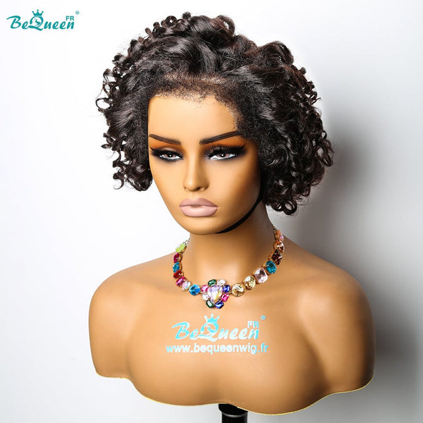 BeQueen “Demi” Perruque Bob Bords Bouclés Deep Wave avec Lace Frontale 13x4