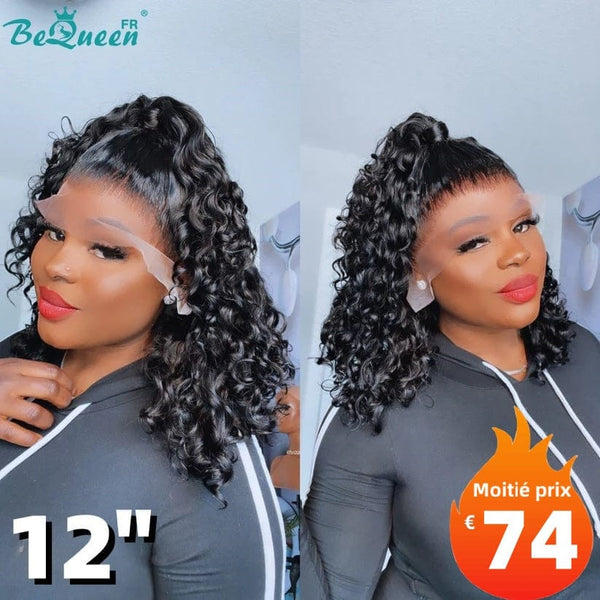 BeQueen “Demi" Perruque Bob deep wave avec Lace Frontale 12 Pouces Moitié prix