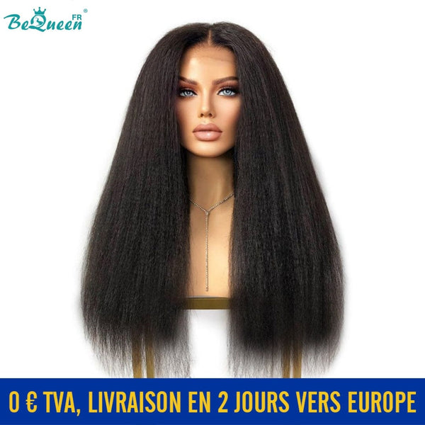 BeQueen "Iwa" Custom Long Kinky Straight Wig with 4x4 Lace Closure In France 