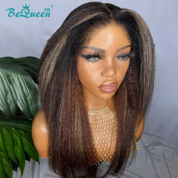 BeQueen “Javier” Long Kinky Straight Curly Edges Wig with 13x4 Lace Frontal 