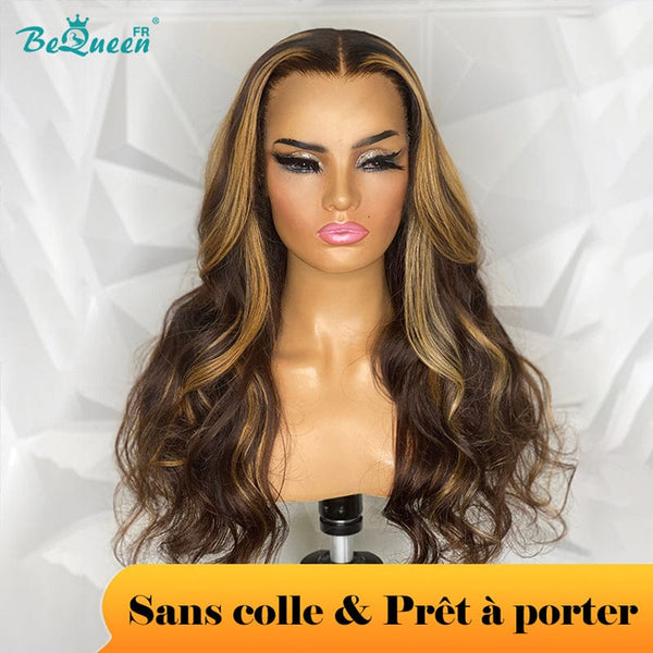 BeQueen Wig "Antra" in Closure Body wave Brown 