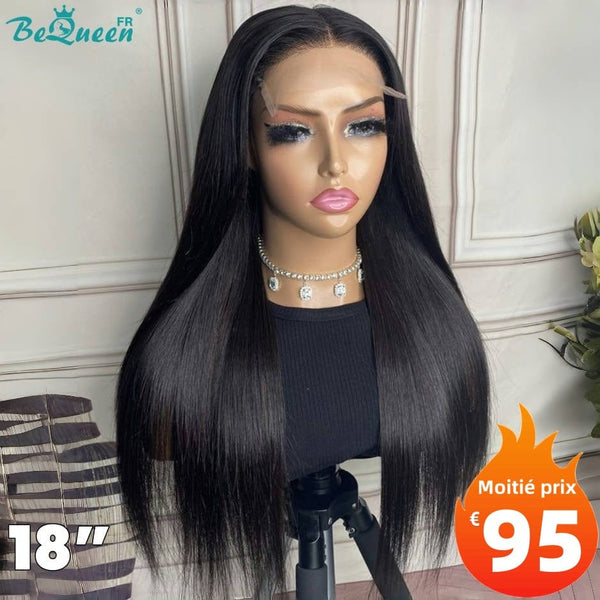 BeQueen "Mina" Perruque Longue Lisse avec Lace Closure 4X4 18 Pouces Moitié prix