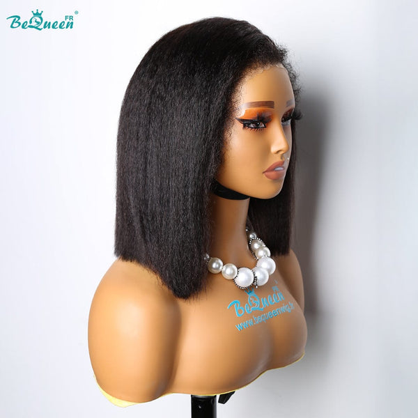 BeQueen “Nadia” Perruque Bob Bords Bouclés Kinky Straight avec Lace Frontale 13x4  Petit Prix FOU