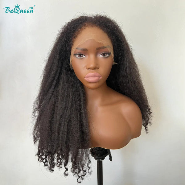 BeQueen “Raelin” Perruque Longue Bords Bouclés Kinky Straight avec Lace Frontale 13x6