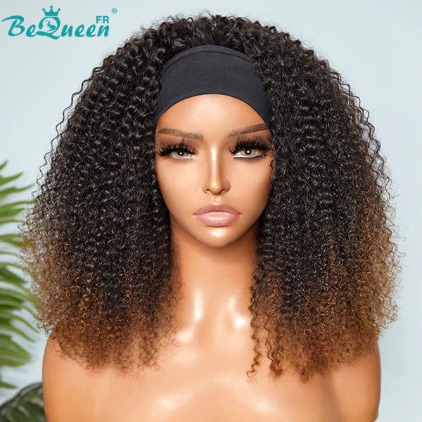 BeQueen 199€=2 perruques Perruque Bob à bandeau Kinky Curly Noir et Marron