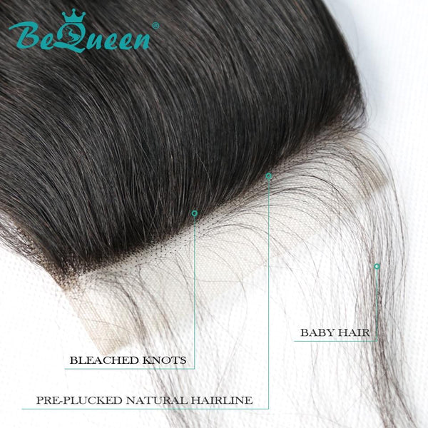 【Bequeen】10A 100% Virgin Hair Straight Lace Closure 4x4/ 5x5, Silk Based Closure - Bequeen Office Store