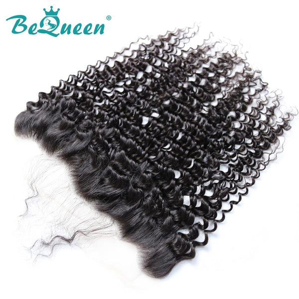 【Bequeen】Virgin Hair Curly Pre-plucked Lace Frontal with Baby Hair Bleached Knots 100% human hair with free shipping - Bequeen Office Store