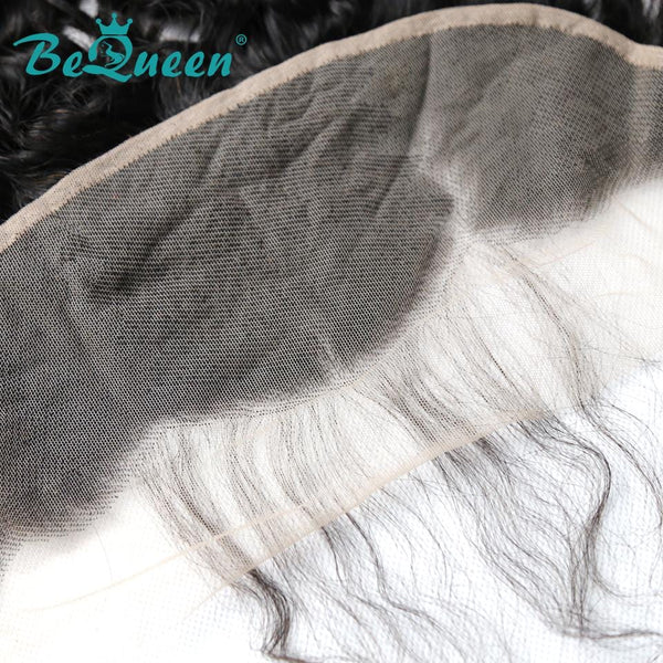 【Bequeen】Virgin Hair Curly Pre-plucked Lace Frontal with Baby Hair Bleached Knots 100% human hair with free shipping - Bequeen Office Store