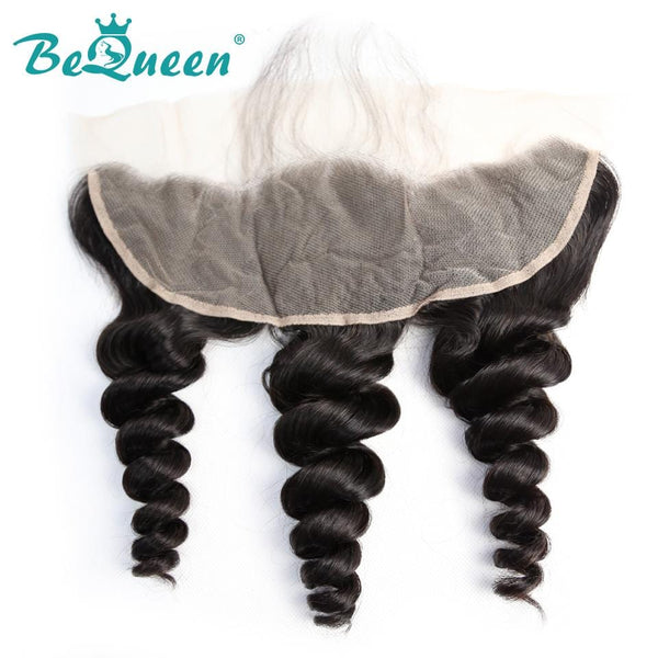 【Bequeen】Virgin Hair Loose Wave Lace Frontal with Baby Hair Bleached Knots 100% human hair with free shipping - Bequeen Office Store