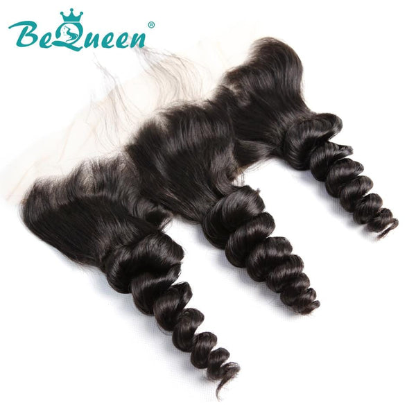 【Bequeen】Virgin Hair Loose Wave Lace Frontal with Baby Hair Bleached Knots 100% human hair with free shipping - Bequeen Office Store