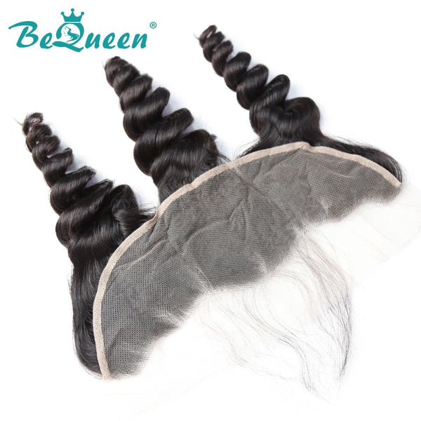 【Bequeen】Virgin Hair Loose Wave Lace Frontal with Baby Hair Bleached Knots 100% human hair with free shipping - Bequeen Office Store