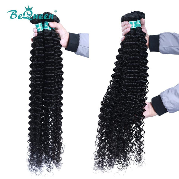 BeQueen  Paquets de Tissage Cheveux Longs Deep Wave 100% Cheveux vierges de Couleur Noir #1B Longueur 8-40 pouces