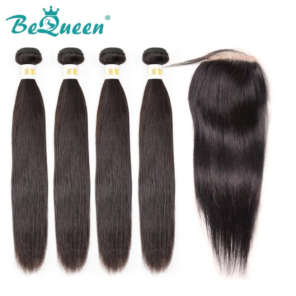 【Bequeen】10A Peruvian 100% Virgin Hair Straight bundles with Closure/Frontal Deal - Bequeen Office Store