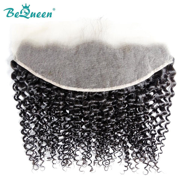 BeQueen Lace Frontal Transparent 13x4 &amp; 13x6 Vorgezupftes lockiges Haar Natürlicher Scheitel in Babyhaar 