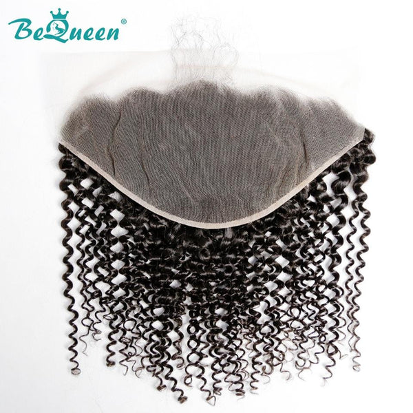 BeQueen Lace Frontal Transparent 13x4 &amp; 13x6 Vorgezupftes lockiges Haar Natürlicher Scheitel in Babyhaar 