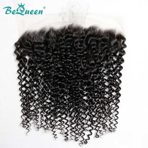 BeQueen Lace Frontal Transparent 13x4 &amp; 13x6 Vorgezupftes lockiges Haar Natürlicher Scheitel in Babyhaar 