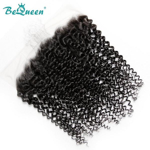 BeQueen Lace Frontal Transparent 13x4 &amp; 13x6 Vorgezupftes lockiges Haar Natürlicher Scheitel in Babyhaar 