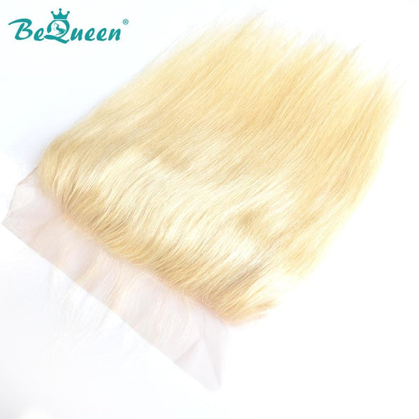 BeQueen Dentelle frontale transparente 13x4 Cheveux Humains Lisses de couleur Blonde #613