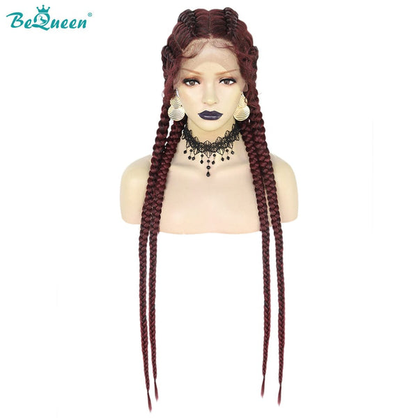 BeQueen Perruque en 4 Nattes 100% fibre synthétique Cheveux Longs 30pouces Cuir chevelu naturel