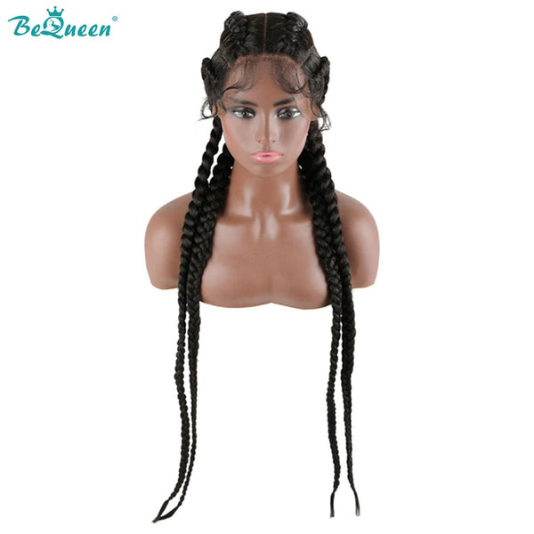 BeQueen Perruque en 4 Nattes 100% fibre synthétique Cheveux Longs 30pouces Cuir chevelu naturel