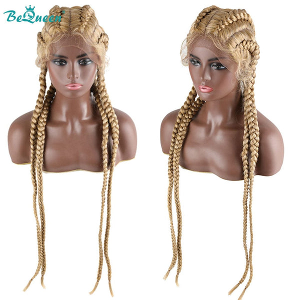 BeQueen Perruque en 4 Nattes 100% fibre synthétique Cheveux Longs 30pouces Cuir chevelu naturel