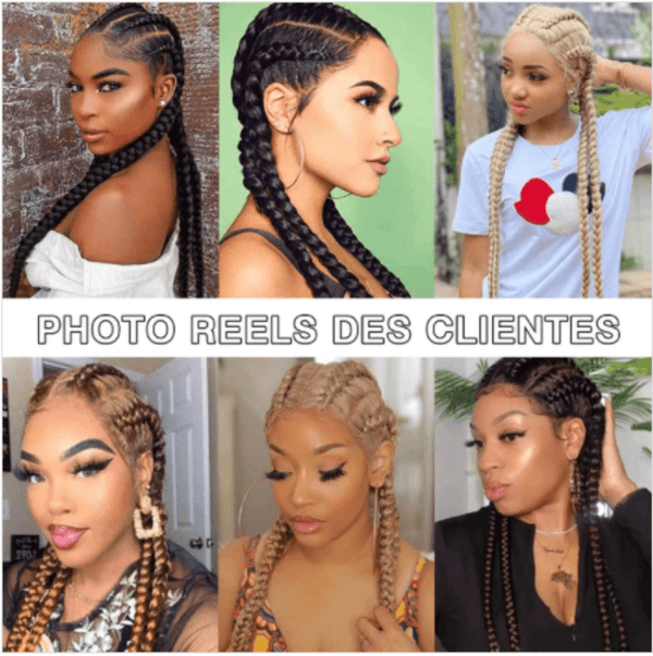 BeQueen Perruque en 4 Nattes 100% fibre synthétique Cheveux Longs 30pouces Cuir chevelu naturel