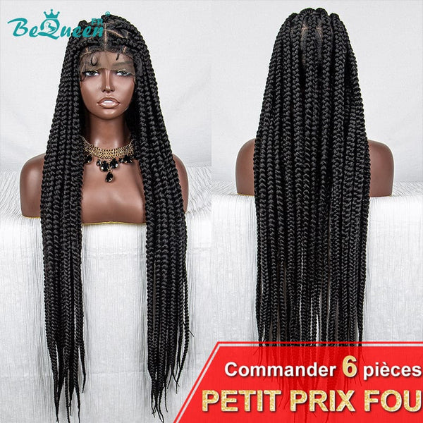 BeQueen Perruque en Nattes Pleine Tresse 100% fibre synthétique Cheveux Cuir chevelu naturel Petit Prix FOU