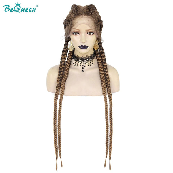 BeQueen Perruque en 4 Nattes 100% fibre synthétique Cheveux Longs 30pouces Cuir chevelu naturel