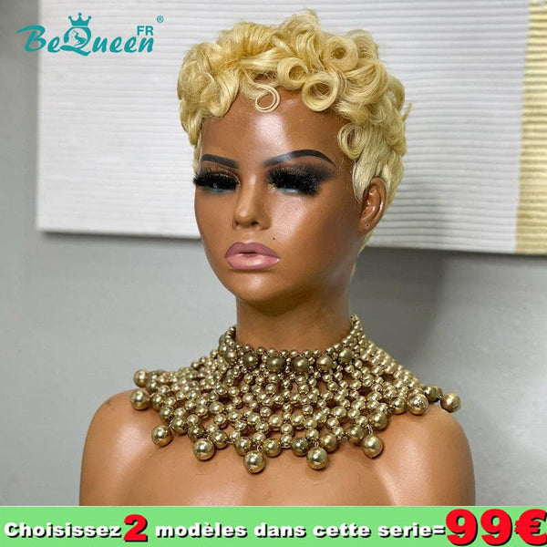 BeQueen 99€=2 “Eileen” wigs Straight machine-made pixie wig Blonde 