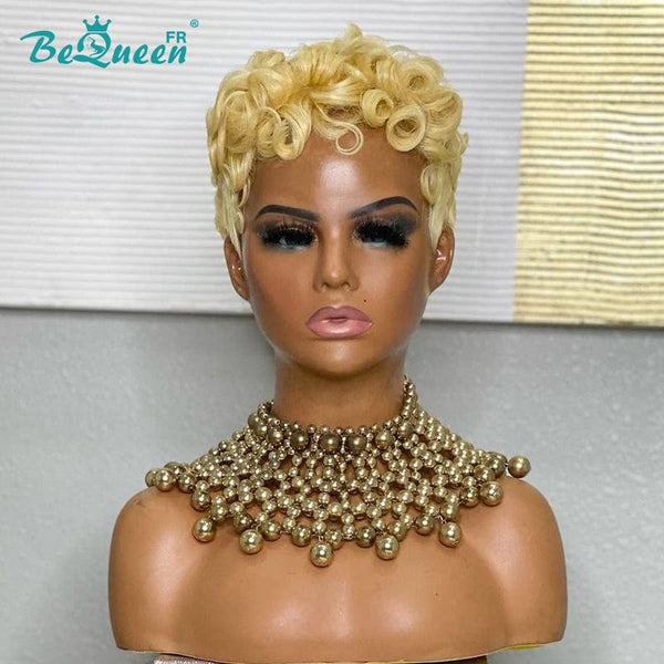 BeQueen 99€=2 “Eileen” wigs Straight machine-made pixie wig Blonde 