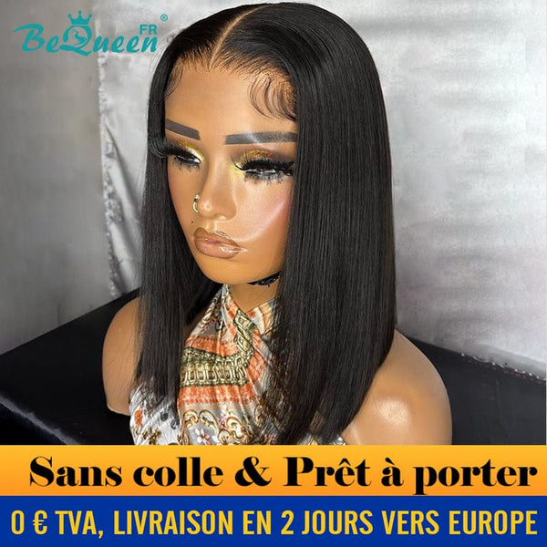 BeQueen “Sonia" Perruque Customisée Bob Lisse Prêt à porter Sans Colle 13X4 Raw Hair 200% Densité en France