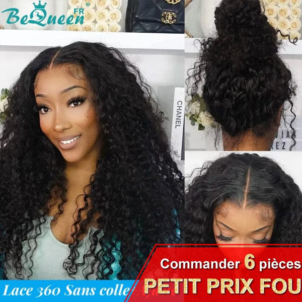 BeQueen "Alice" Perruque Longue Lace 360 Curly Wave avec Bande de Réglage Invisible Prêt à porter Sans Colle+ Pré-blanchiment Petit Prix FOU