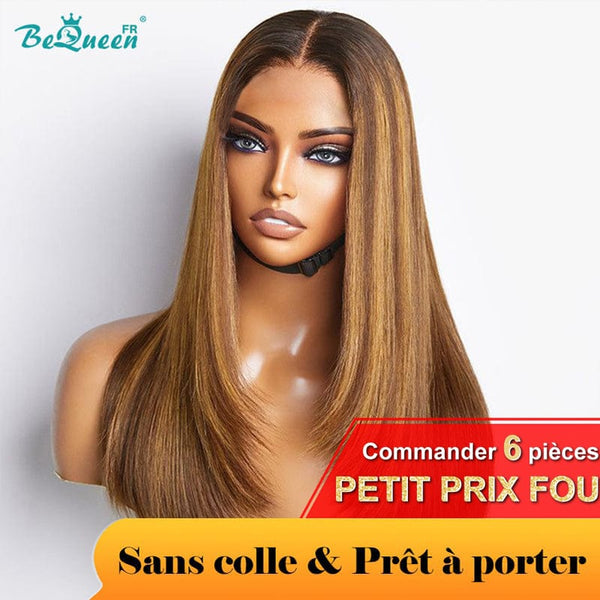 BeQueen "Eva" Perruque Customisée Longue Lisse Prêt à porter Sans Colle 4X4 Petit Prix FOU