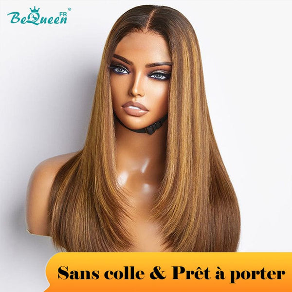 BeQueen "Eva" Perruque Customisée Longue Lisse Prêt à porter Sans Colle 4X4 Petit Prix FOU