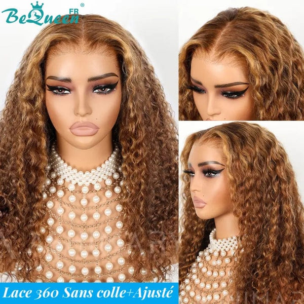 BeQueen "Eva" Perruque Longue Lace 360 Curly Wave avec Bande de Réglage Invisible Prêt à porter Sans Colle+ Pré-blanchiment Petit Prix FOU