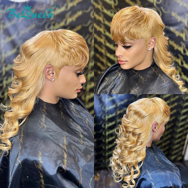 BeQueen "Geraldine" Pixie Wig with Bangs Gold