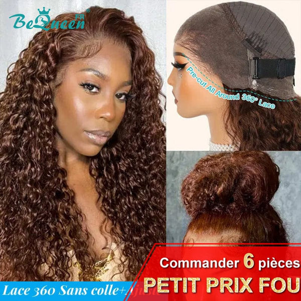 BeQueen "Léa" Perruque Longue Lace 360 Curly Wave avec Bande de Réglage Invisible Prêt à porter Sans Colle+ Pré-blanchiment Petit Prix FOU