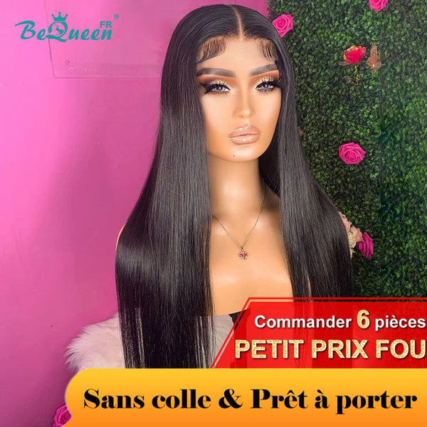 BeQueen "Mina" Perruque Customisée Longue Lisse Prêt à porter Sans Colle 4X4 Petit Prix FOU