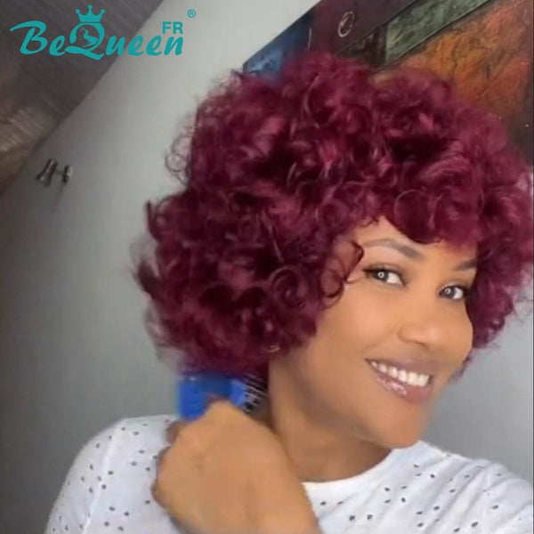 BeQueen Perruque "Stella" egg curl Rouge bordeaux