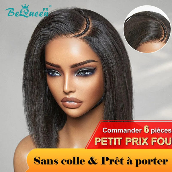 BeQueen "Sonia" Perruque Customisée Bob Lisse Prêt à porter Sans Colle 13X4 avec Tresse Petit Prix FOU