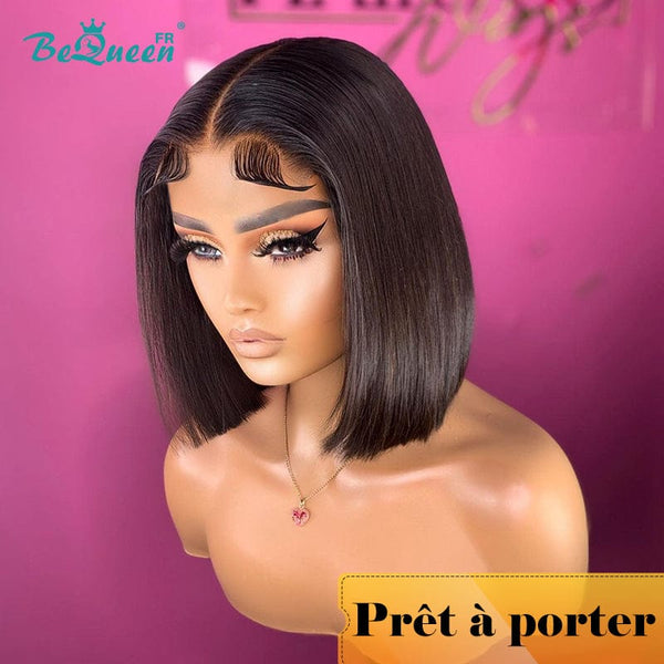 BeQueen "Sonia" Perruque Customisée Bob Lisse Prêt à porter Sans Colle 4X4 Petit Prix FOU