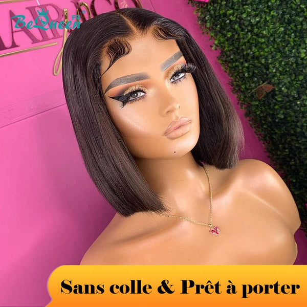 BeQueen "Sonia" Perruque Customisée Bob Lisse Prêt à porter Sans Colle 4X4 Petit Prix FOU