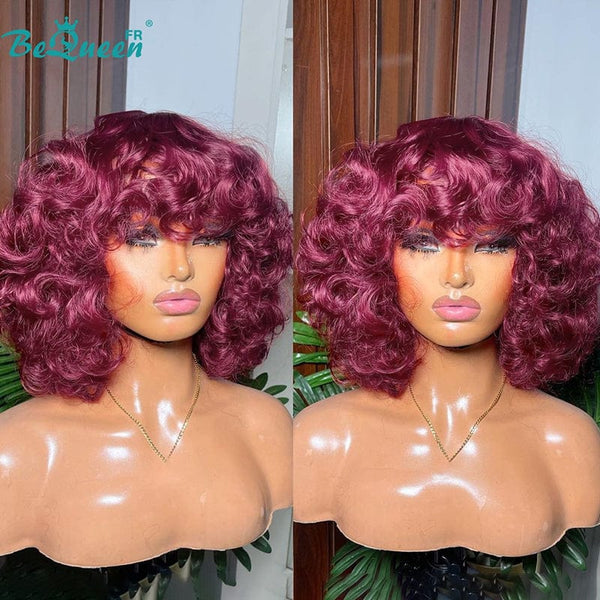 BeQueen "Stella" Perruque Bob avec Frange Egg Wave Rouge Bordeaux