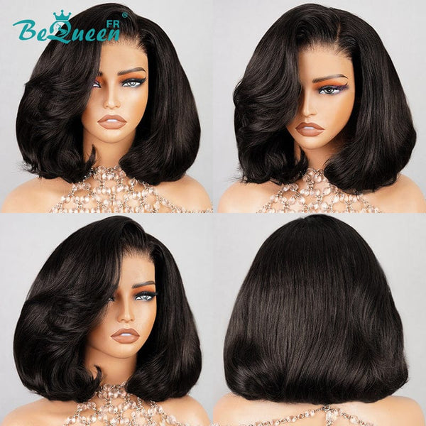 BeQueen “Stephanie” Perruque Bob Bouncy Curl avec Lace Closure Noir Super Densité