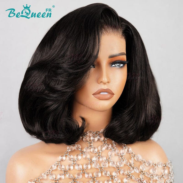 BeQueen “Stephanie” Perruque Bob Bouncy Curl avec Lace Closure Noir Super Densité