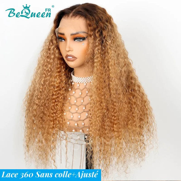 BeQueen "Taliesin" Perruque Longue Lace 360 Curly Wave avec Bande de Réglage Invisible Prêt à porter Sans Colle+ Pré-blanchiment Petit Prix FOU