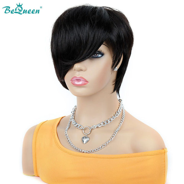 BeQueen "Sue" Short Straight Pixie Machine Made Wigs