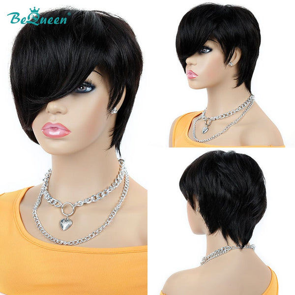 BeQueen "Sue" Short Straight Pixie Machine Made Wigs